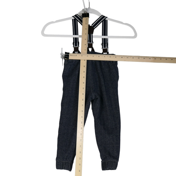 Joe Fresh Boys Size 3 Joggers Dress Pants with Suspenders Blue Herringbone - Picture 6 of 10